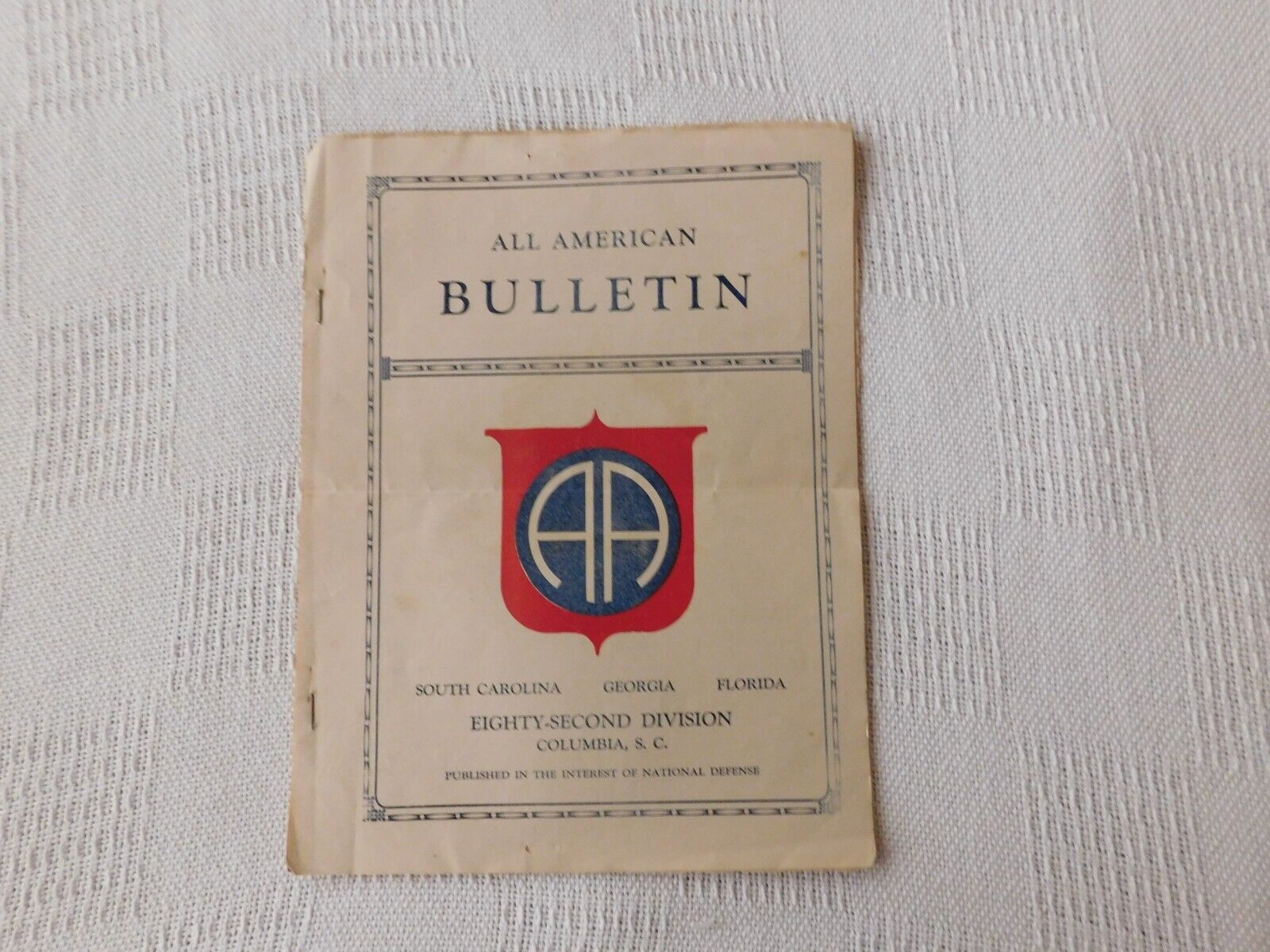1927 All American Bulletin, Eighty Second Division, U.S. Army, SC