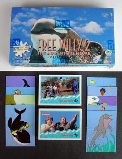 New 1995 Sky Box Free Willy 2 Trading Cards Lot Wax Box 36 packs & Set Pop Out 