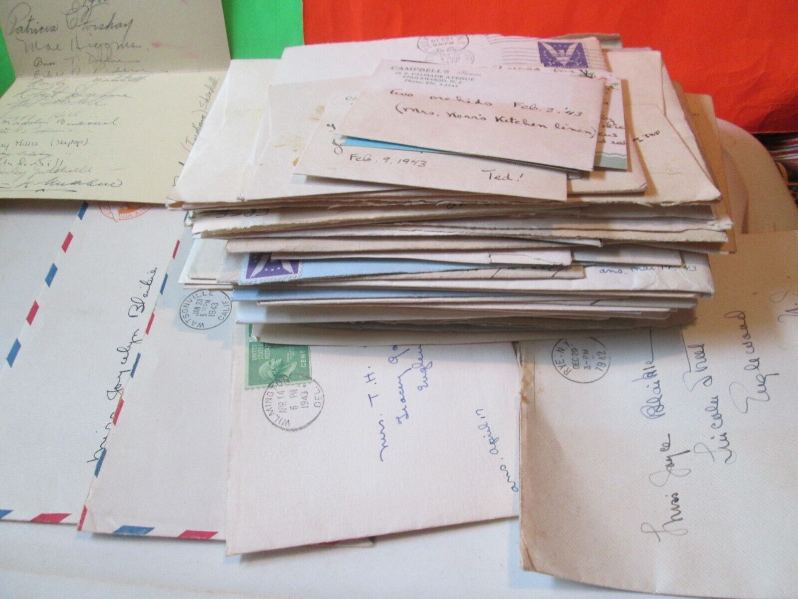 Lot of 45 Letters SOLDIER BASED USA to GIRL FRIEND Ephemera Vtg WWII 1942-1943