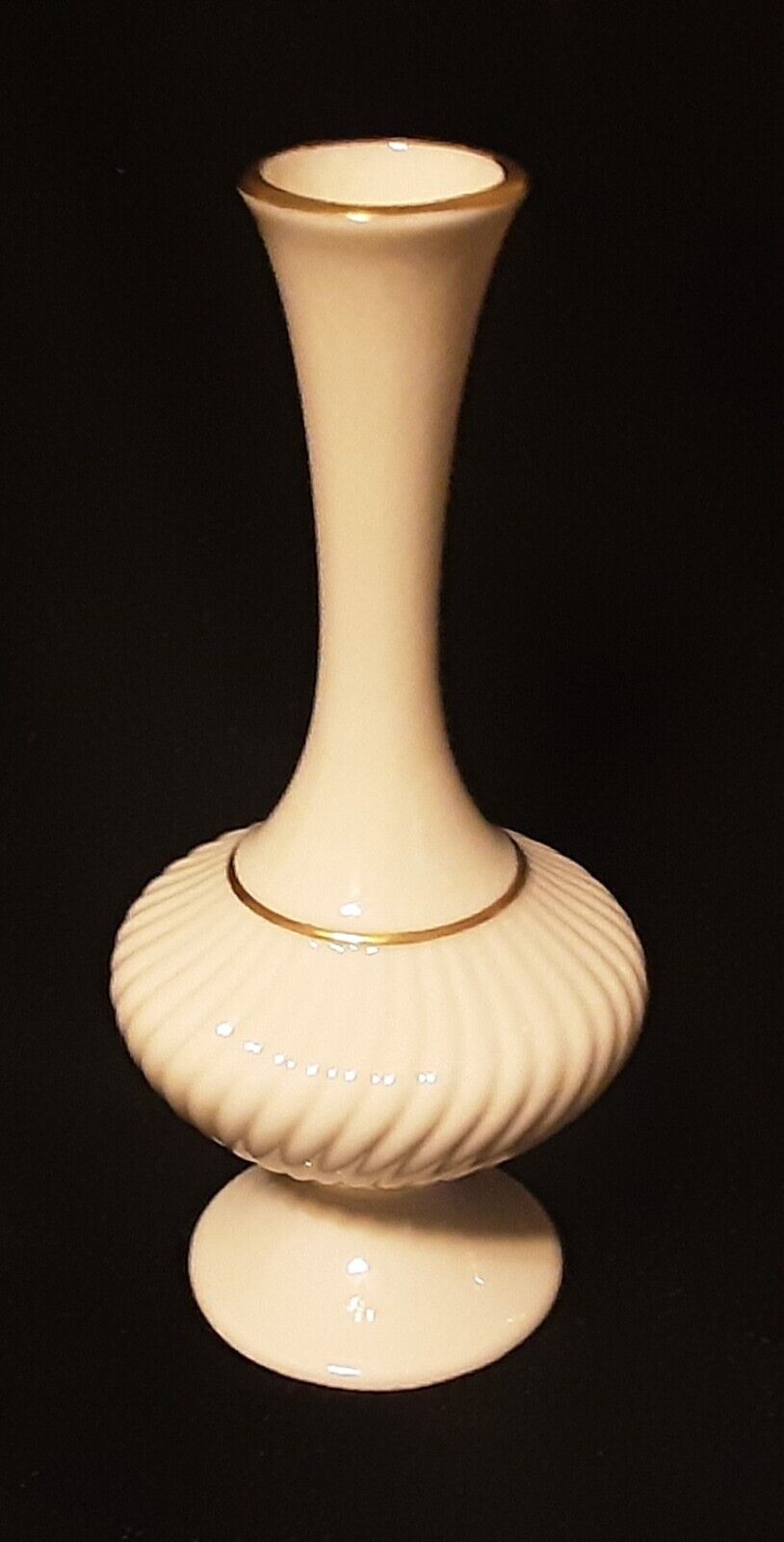 Vintage Lenox Bud Vase, White w/Gold Trim, Made in USA