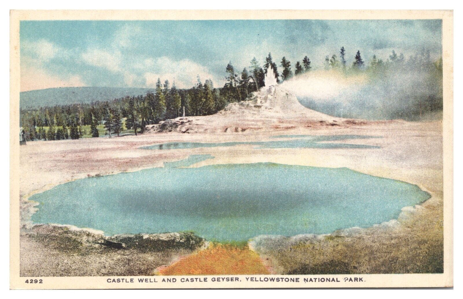 Vintage Castle Well & Castle Geyser Yellowstone National Park Postcard Unp. WB