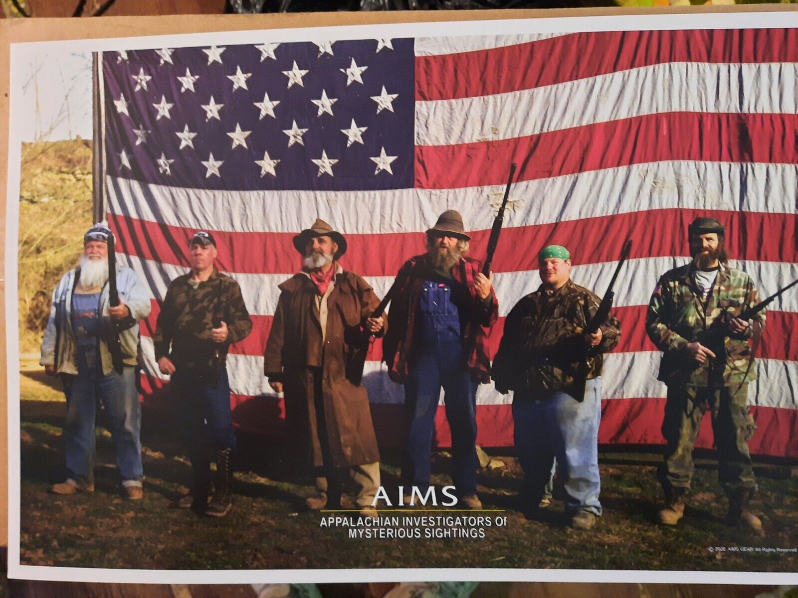 Original Mountain Monsters  American Flag AIMS Team Photograph LG 12\
