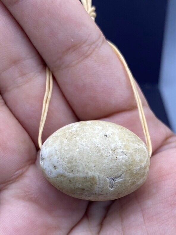 Stunning Old Natural Alabaster Beautiful Bead From Central Asian