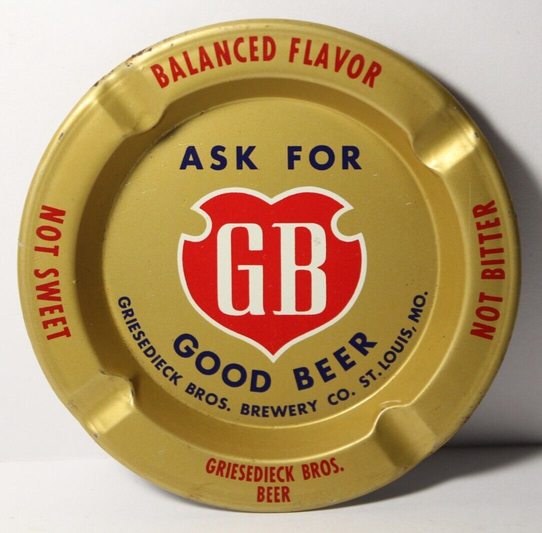 1940s Vintage Griesedieck Bros. Beer Ashtray Tin Litho St. Louis Missouri Beer