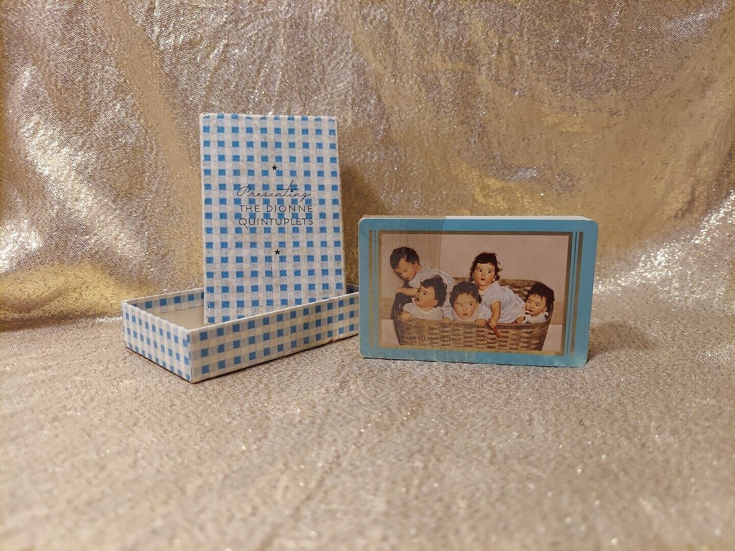 1930s The Dionne Quintuplets Deck of Playing Cards Blue Checker New With Box