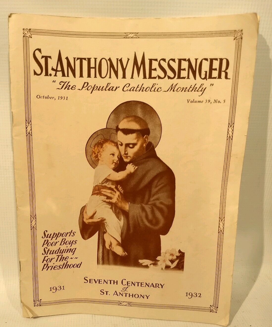 VTG 1931 ST ANTHONY MESSENGER CATHOLIC MAGAZINE 7th Centenary of.. Religious 