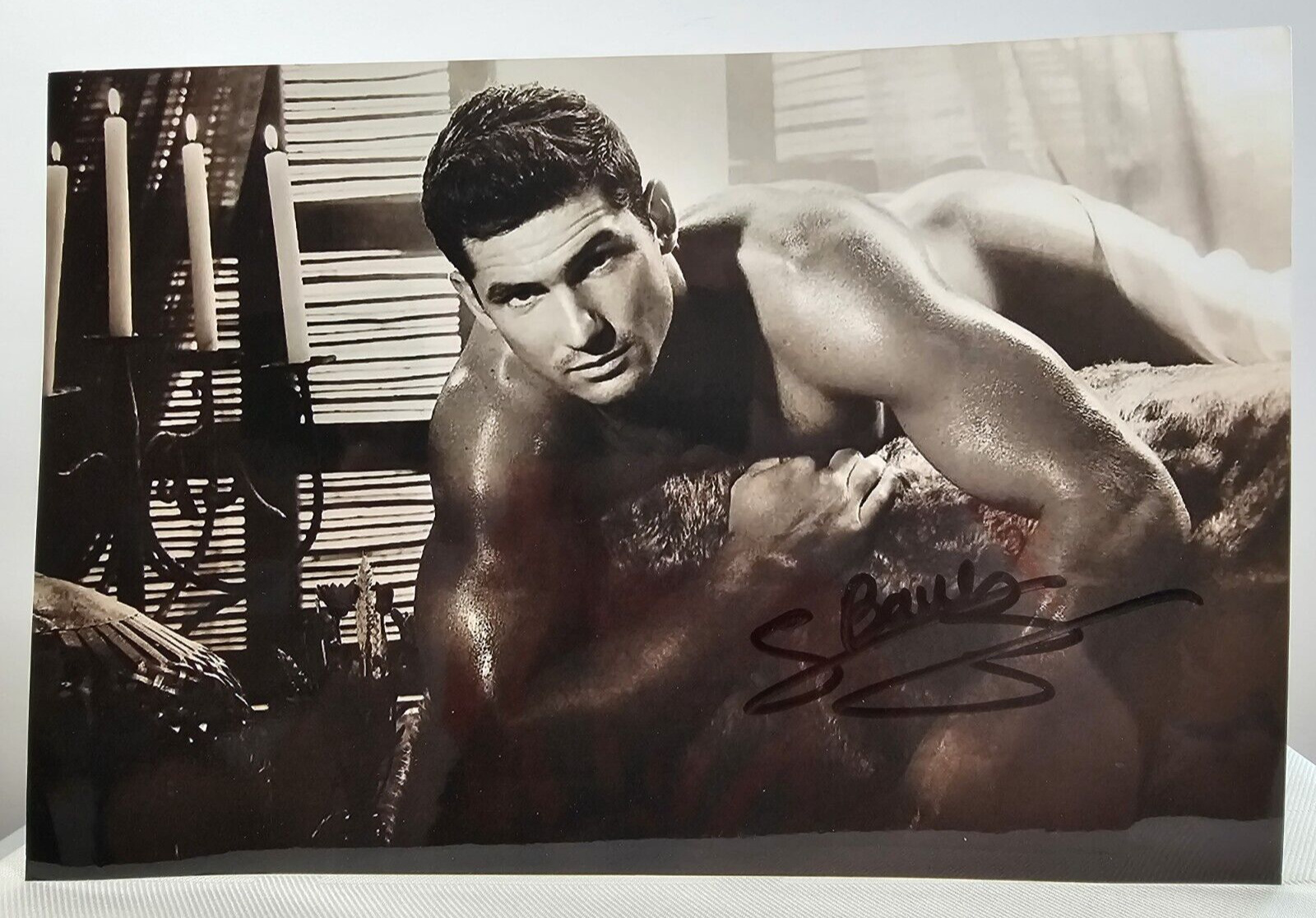Steeve Barry Signed Autographed B/W 8x12 Photo FRENCH OLYMPIC RUGBY Nude Gay Int