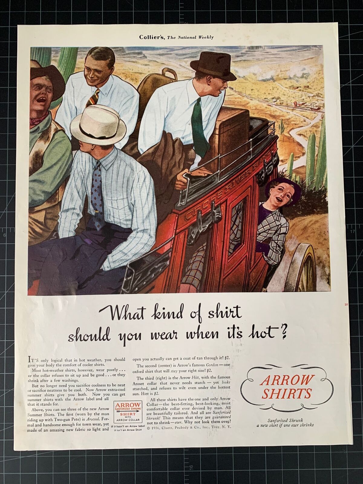 Vintage 1936 Arrow Shirts Print Ad