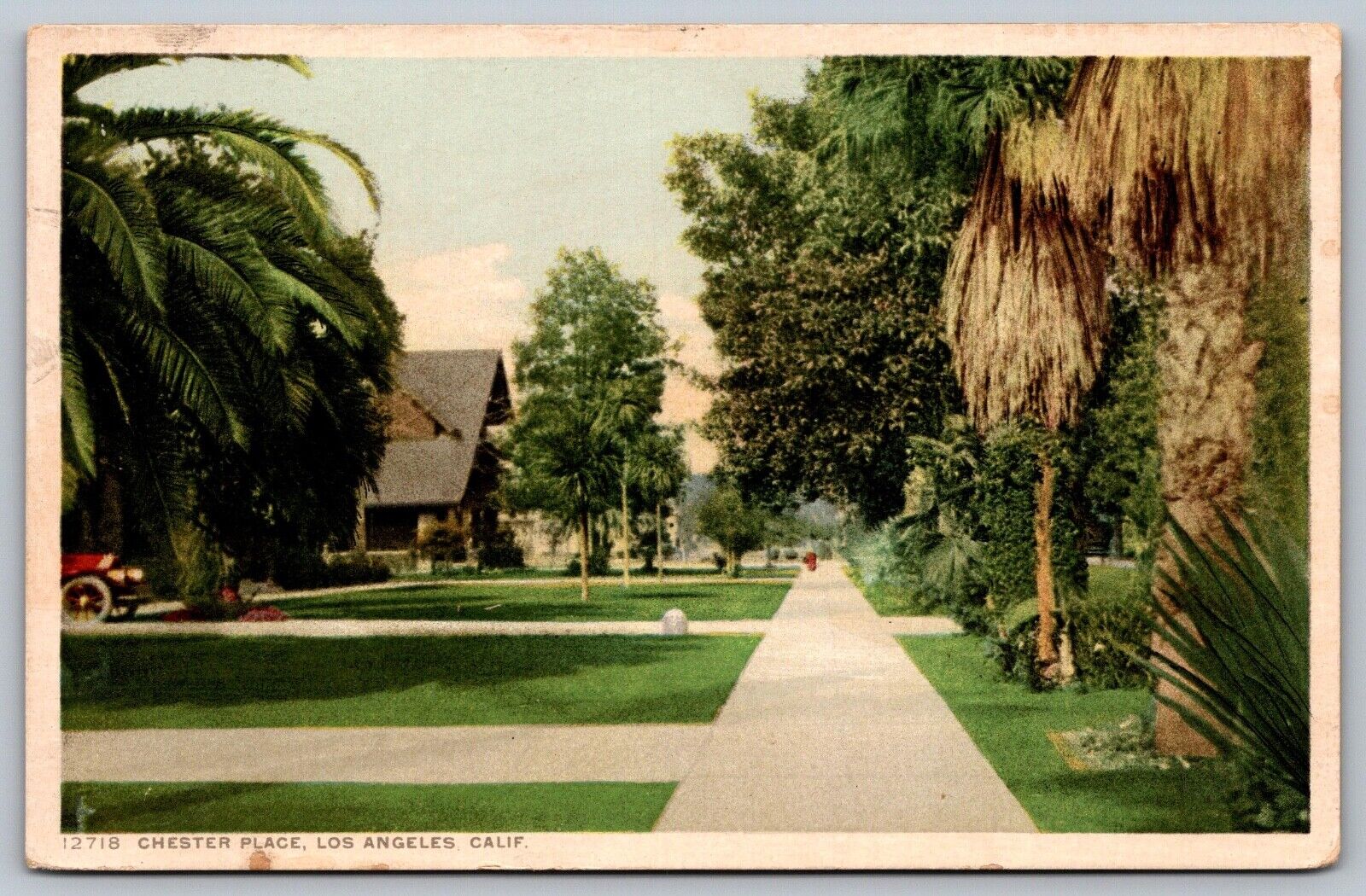 Chester Place Los Angeles CA 1910s Phostint Detroit Publishing WB Postcard H2