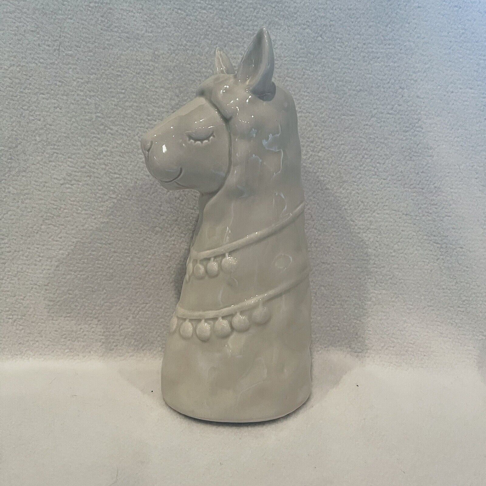 Ceramic Shaped Llama Vase Cream Colored W/ Textured Details