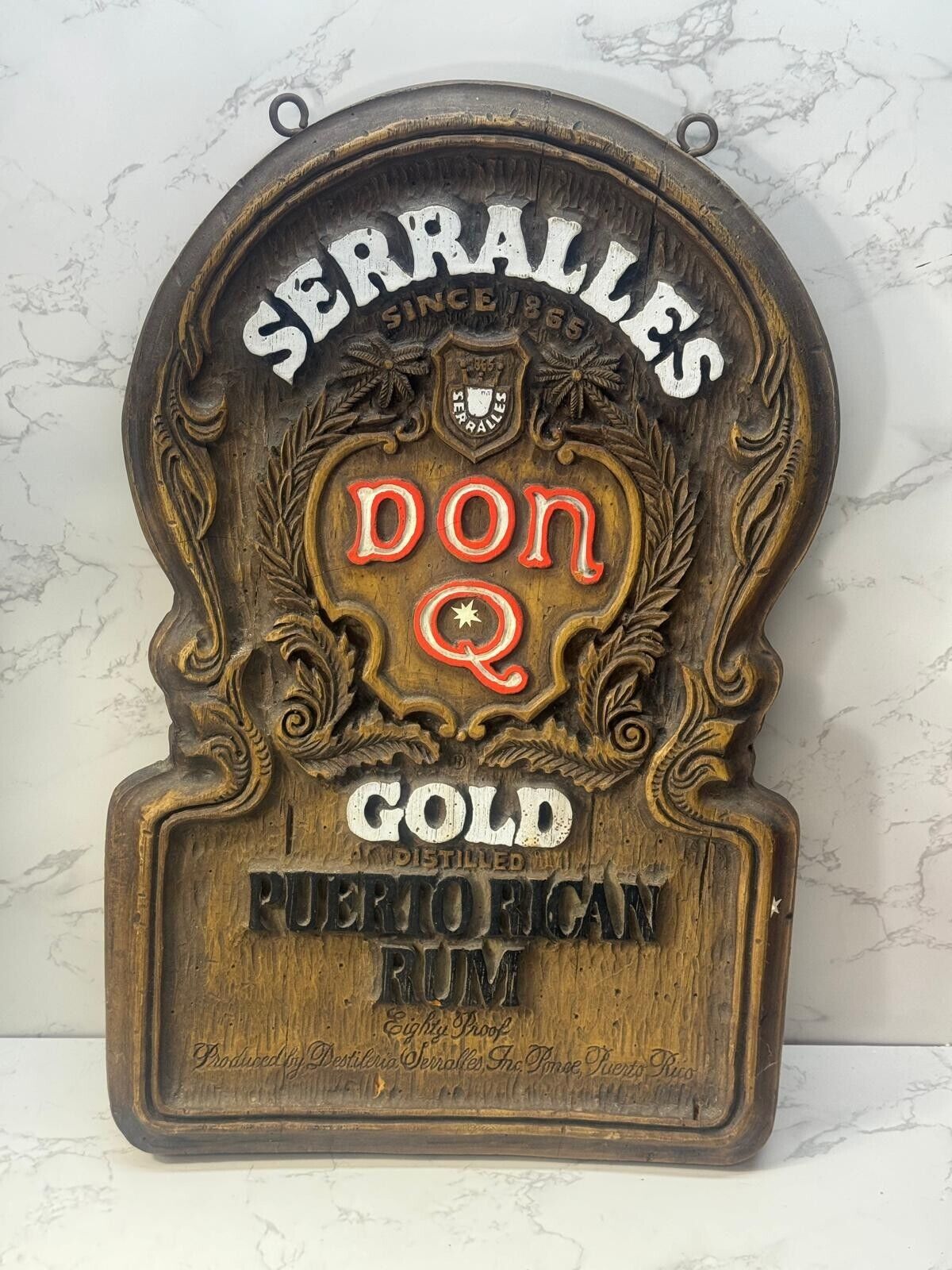 Vintage Serralles Don Q Gold Puerto Rican Rum Wall Sign Rare