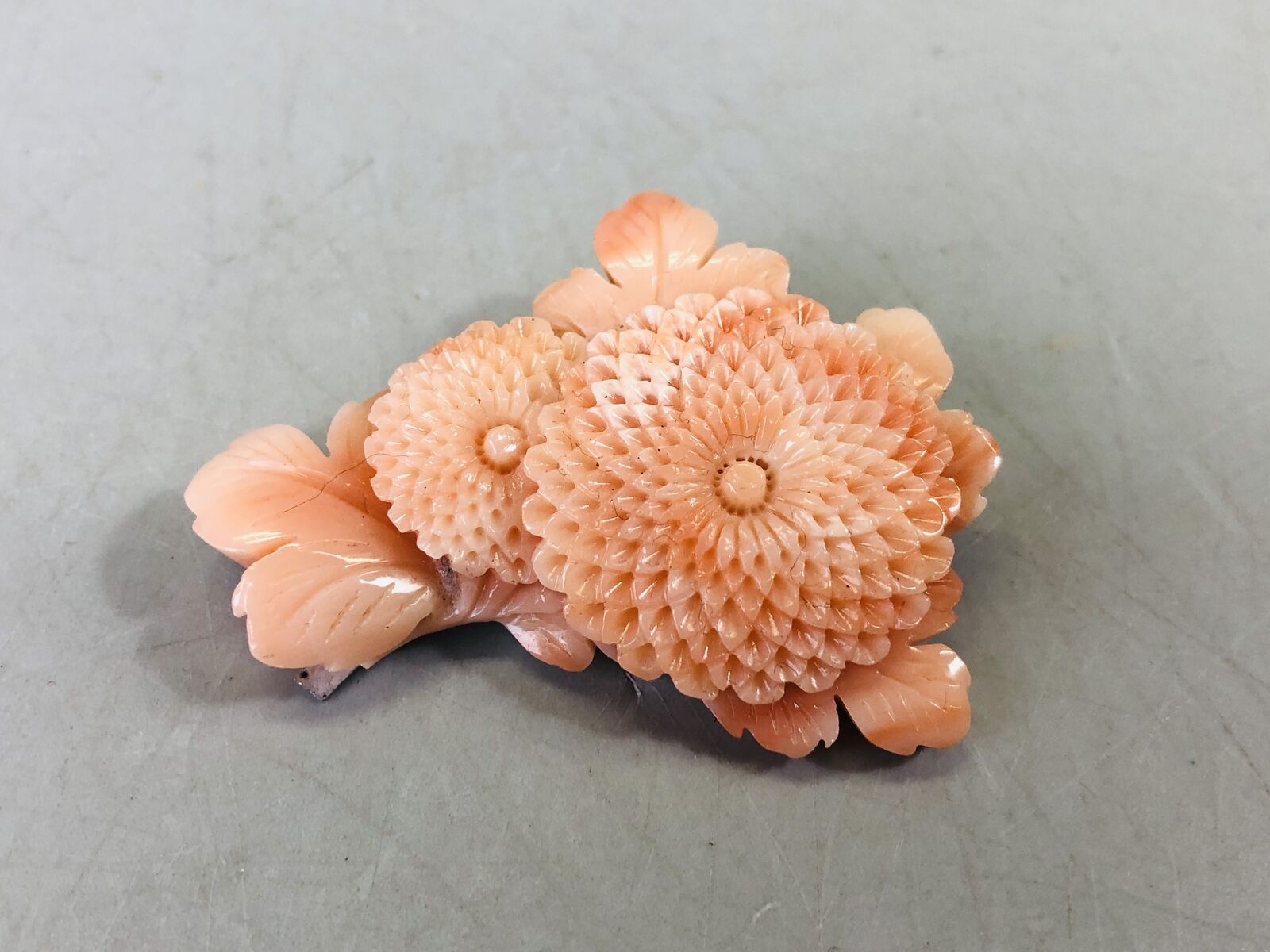Y6584 BROOCH Coral Flower Japan Kimono accessory antique trinket fashion pin