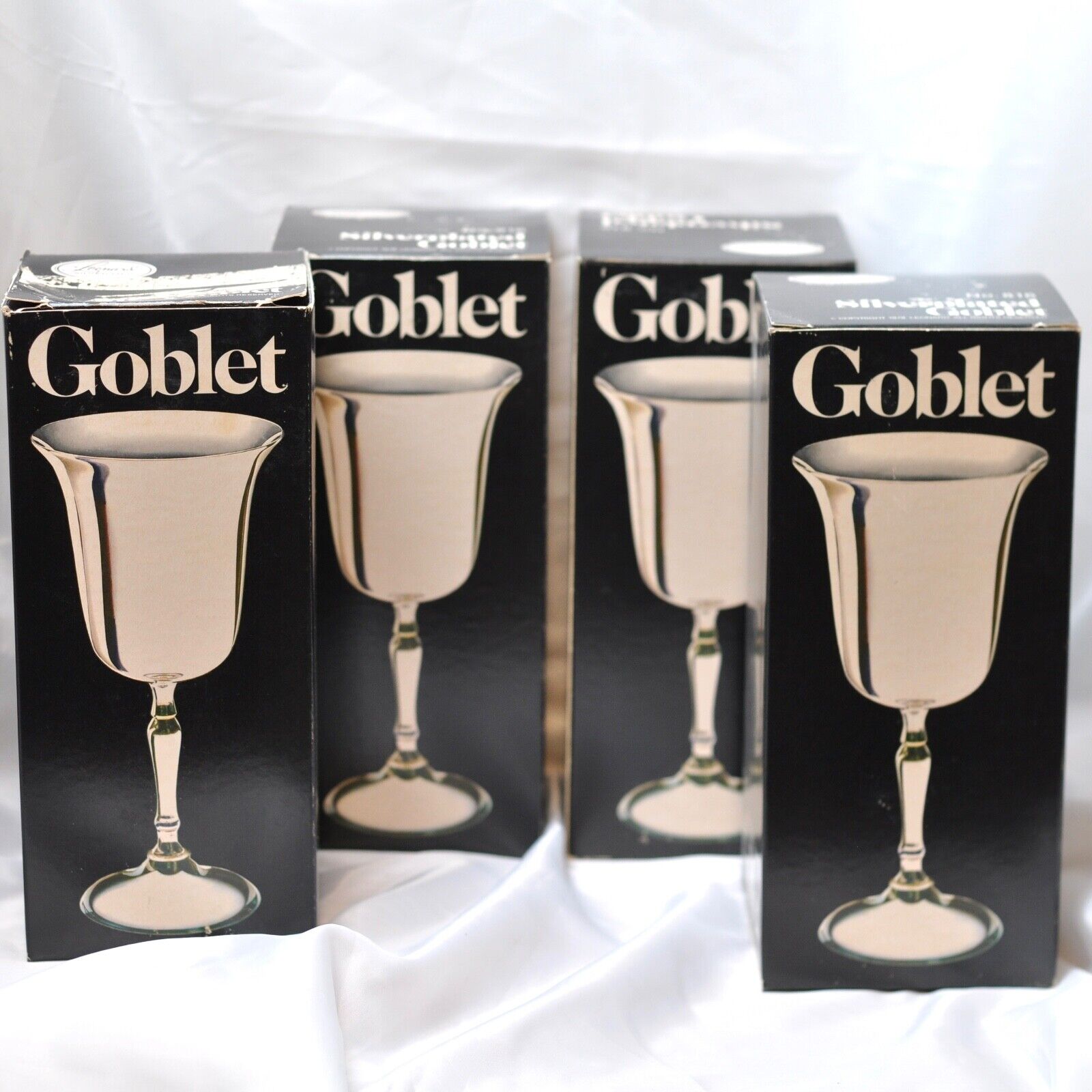 Leonard Silverplated Vintage Goblets Item #816 Set of 4 in Original Boxes 1979