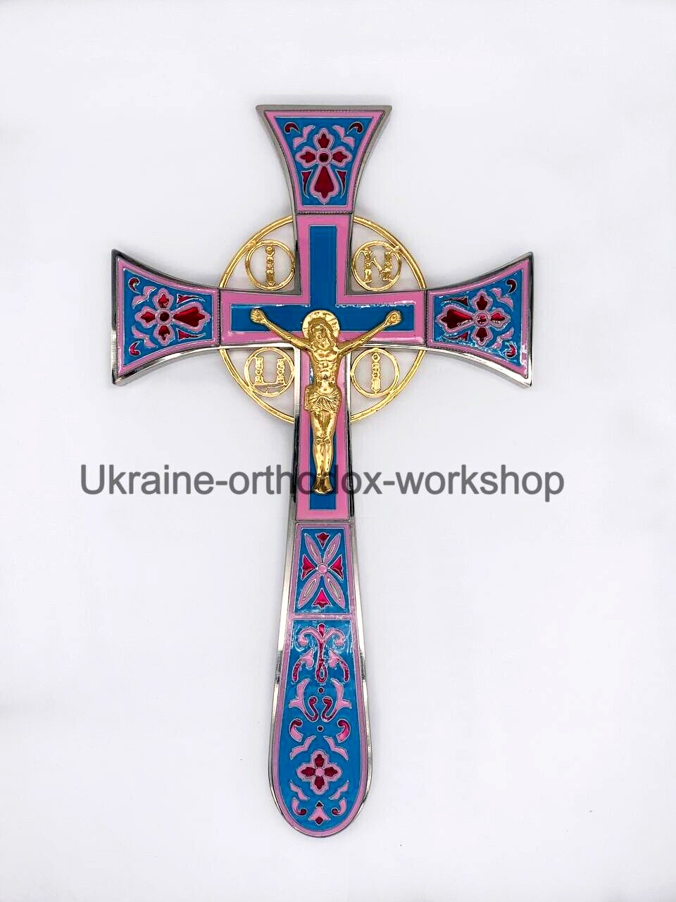 Maltese Cross With Enamel And Gilding Pink and Blue