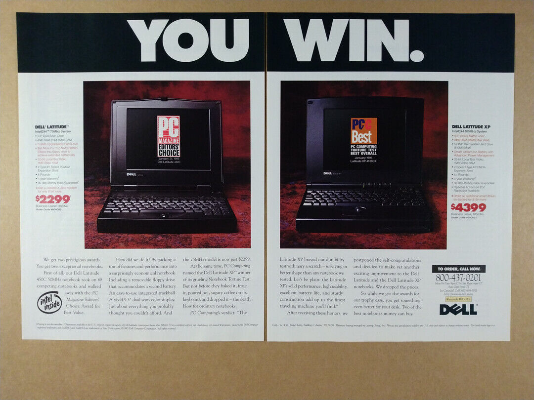 1995 Dell Latitude & XP Notebook Computers vintage print Ad