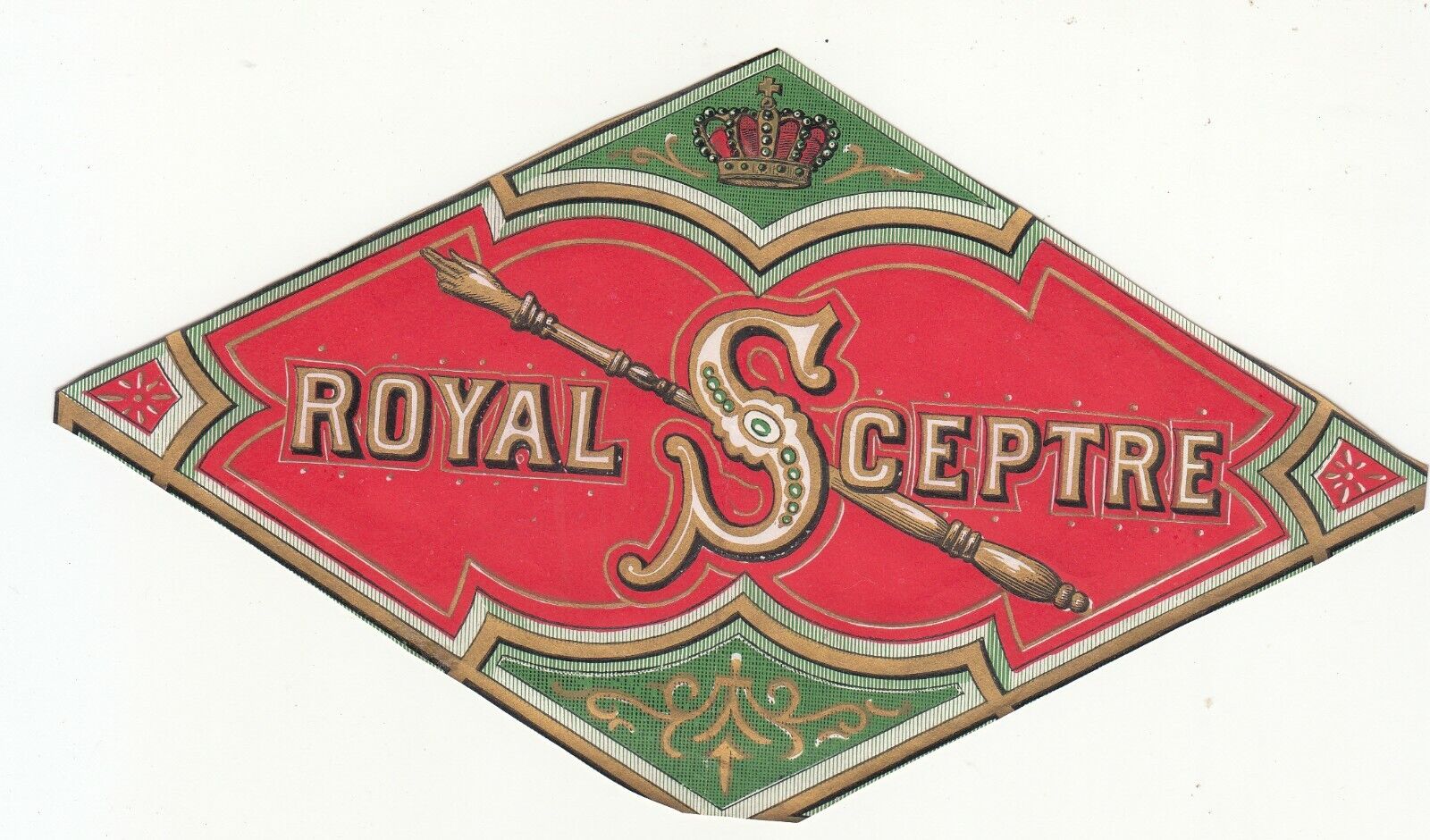 Royal Sceptre Red & Green Gold Crown Vict Label c1880s