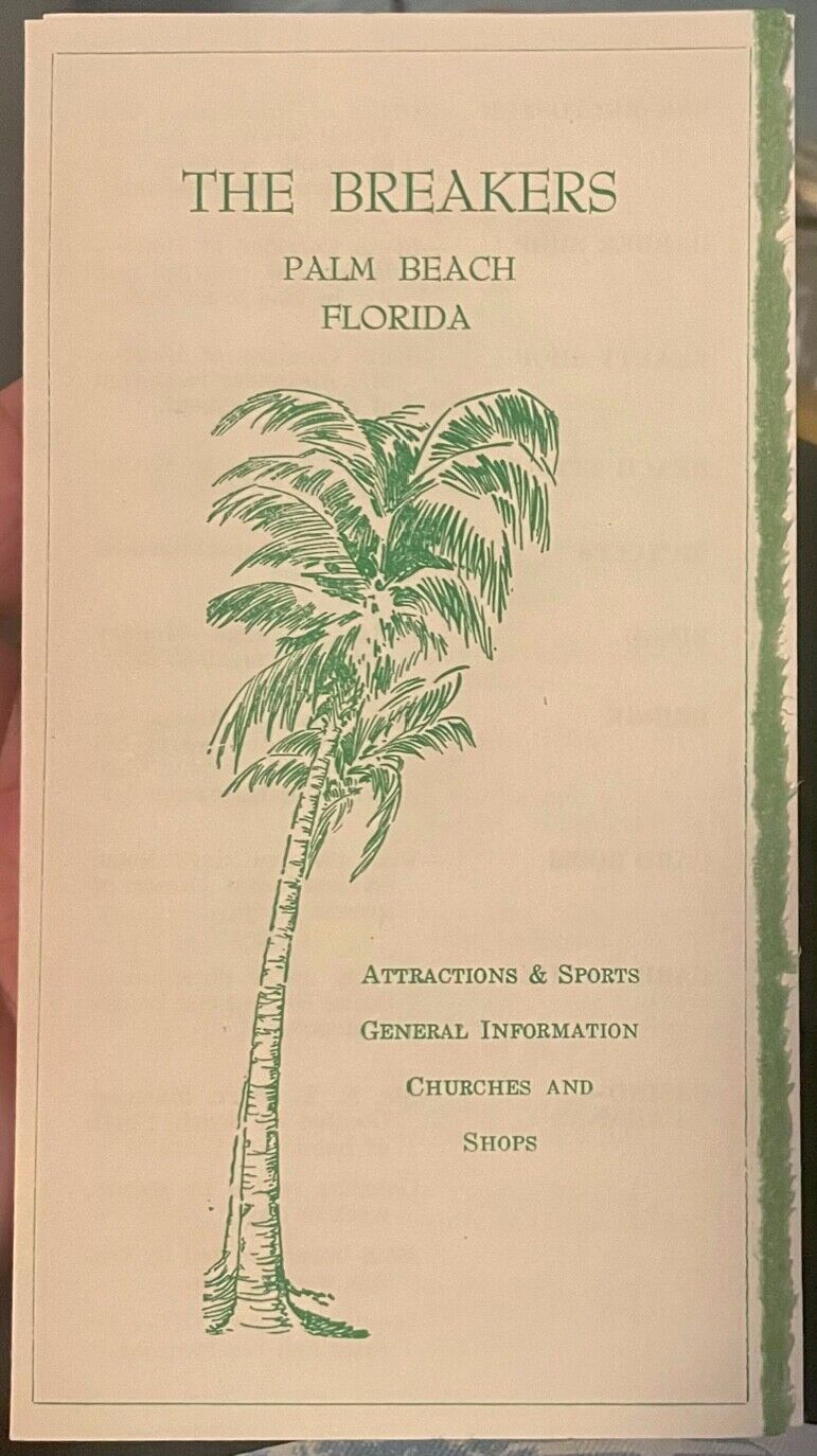 1940s Palm Beach Florida Breakers Hotel Flagler System Services Brochure