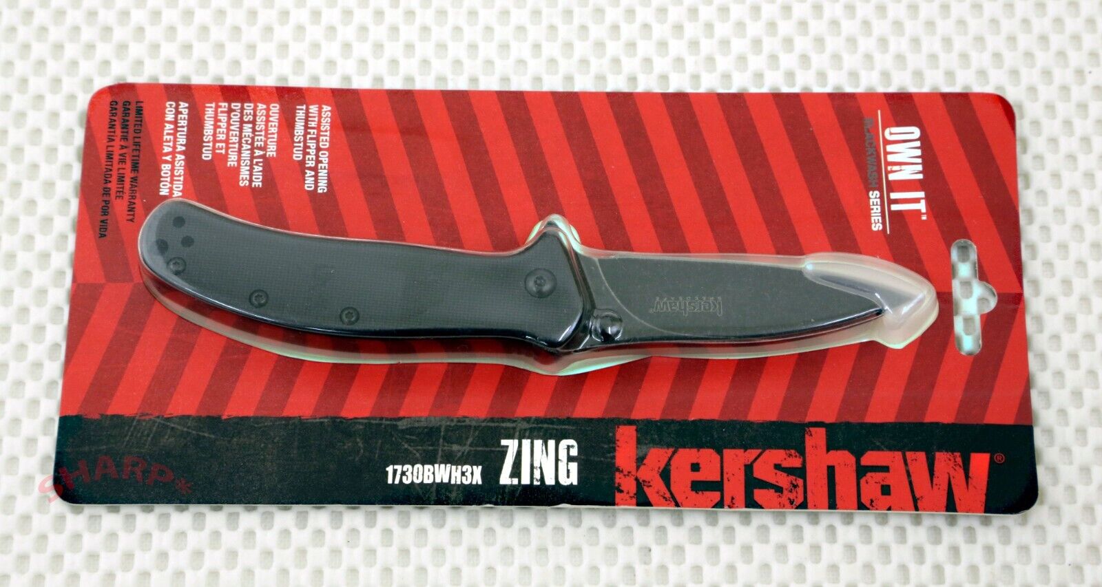 # 1730BWH3 Kershaw Zing Pocket Knife *NEW on Card* assisted opener Drop point
