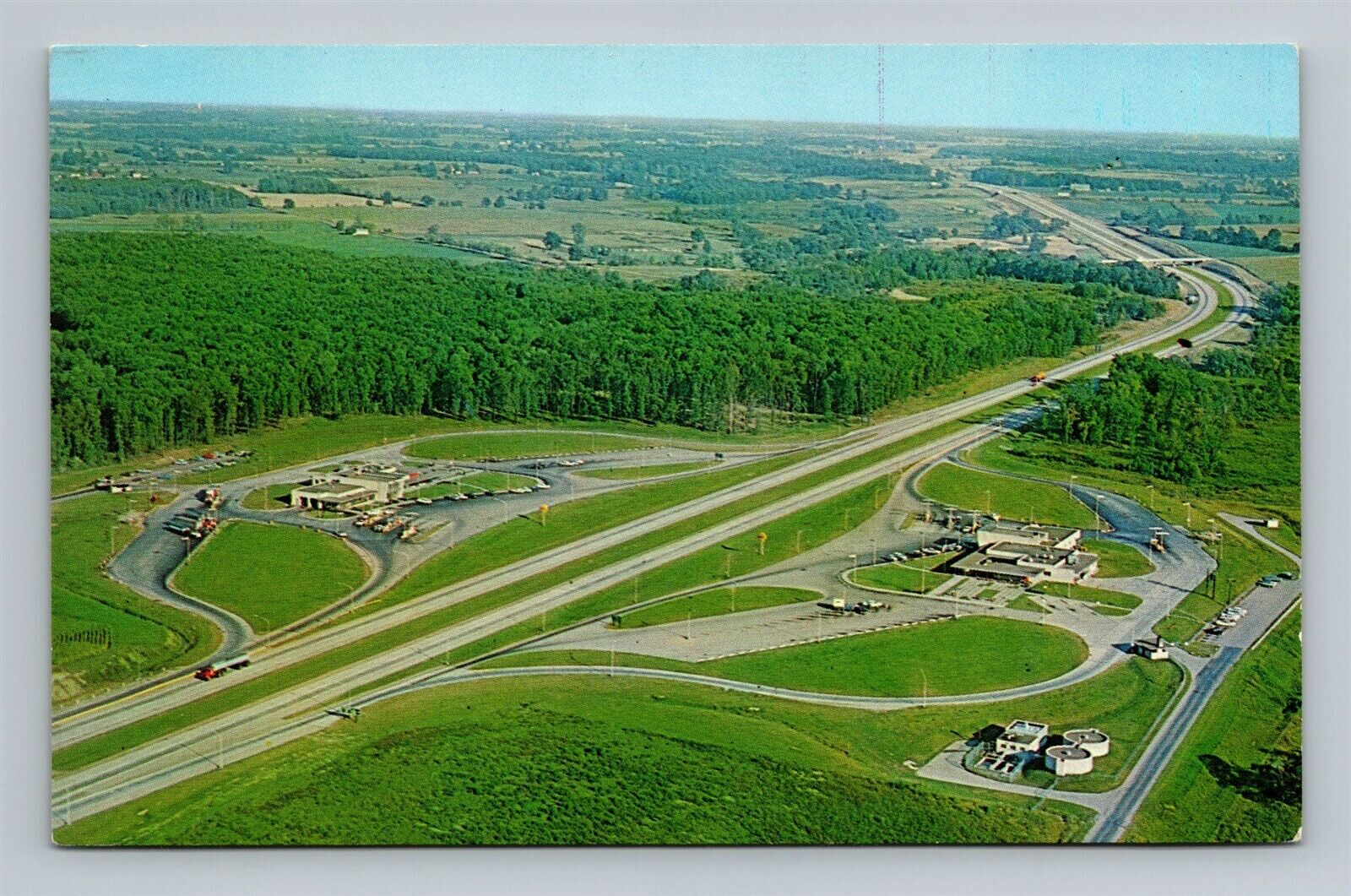 Indiana Toll Road IN Twin Service Plaza Aerial Birdseye View Unused Postcard B