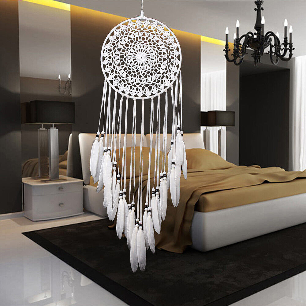White Large Handmade Dream Catcher Feather Hanging Dreamcatcher Home Decors