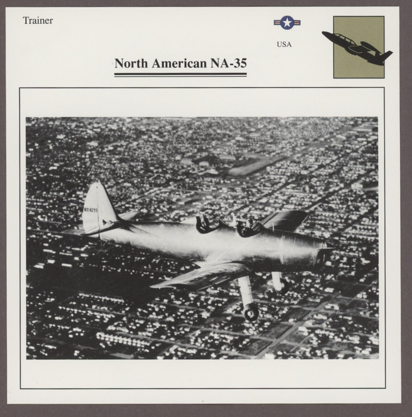 North American NA-35 Warplanes Military Air Edito Service Card USA