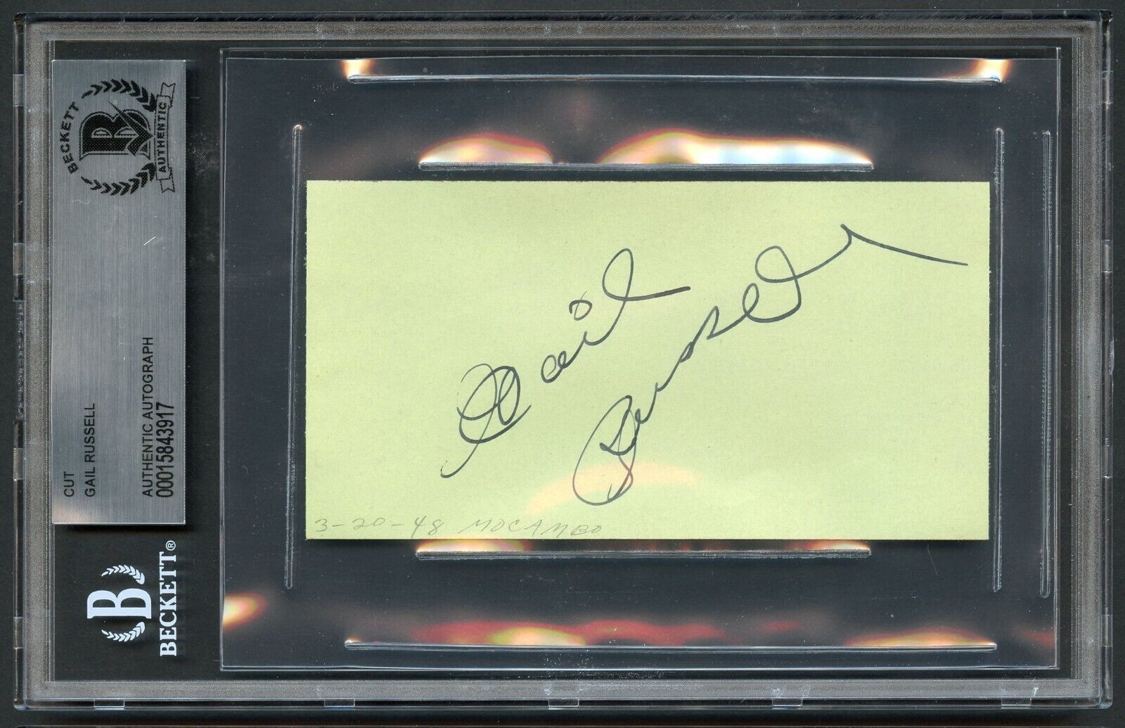 Gail Russell d1961 signed autograph 2x5 cut Actress in Angel and The Badman BAS