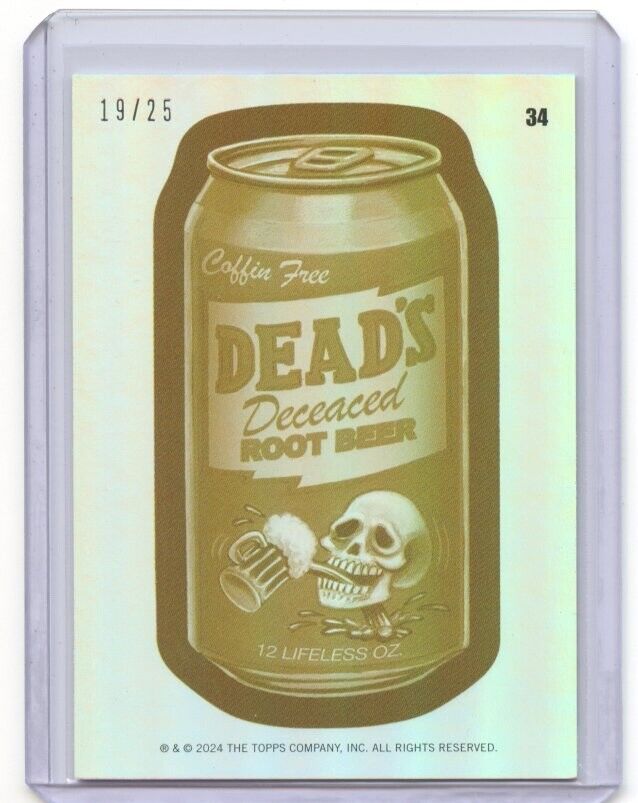 2024 Topps Wacky Packages DEAD\'S DECEASED ROOT BEER #34 GOLD FOIL 19/25