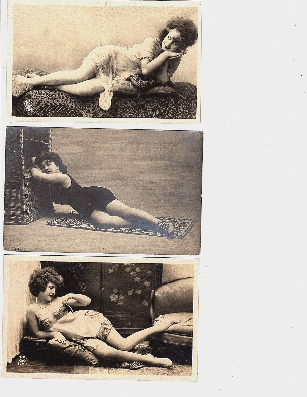 (3) Real Photo Postcards RPPC - Lot of 3: Provocative Reclining Woman