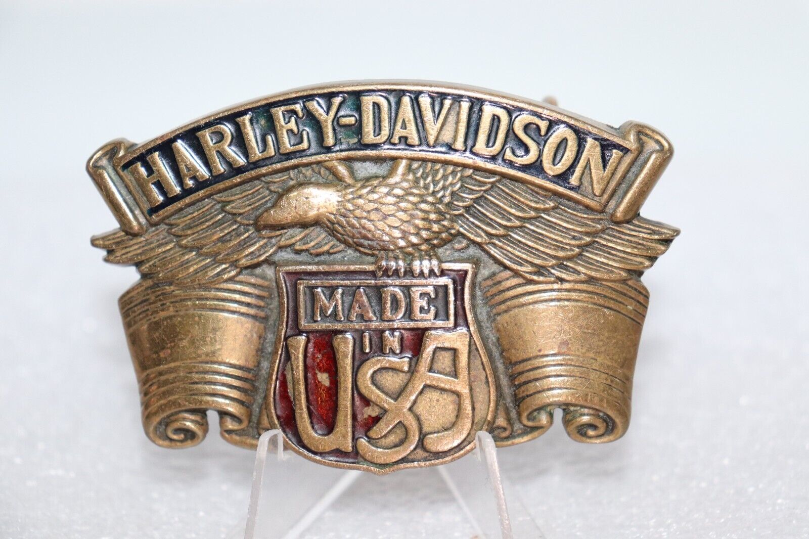 Vintage 1983 Harley Davidson Solid Brass Belt Buckle H-503 USA by Baron Buckle