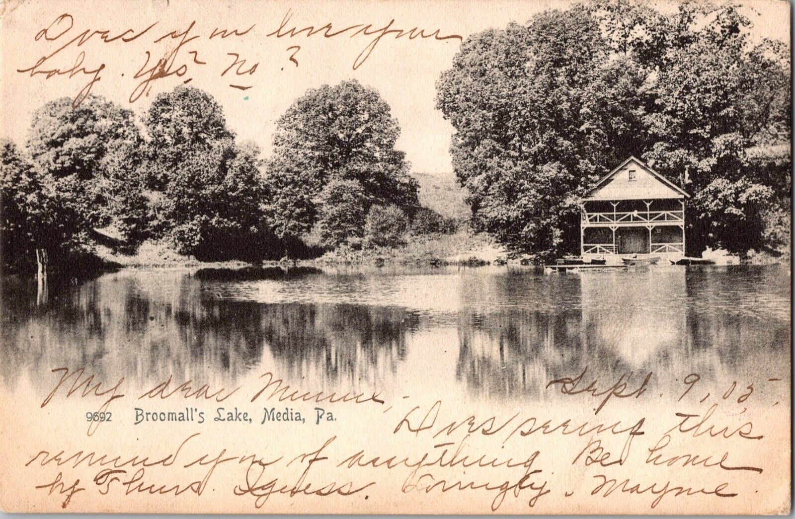 MEDIA PENNSYLVANIA PA Broomalls Lake c1905 Swarthmore DELAWARE COUNTY Postcard