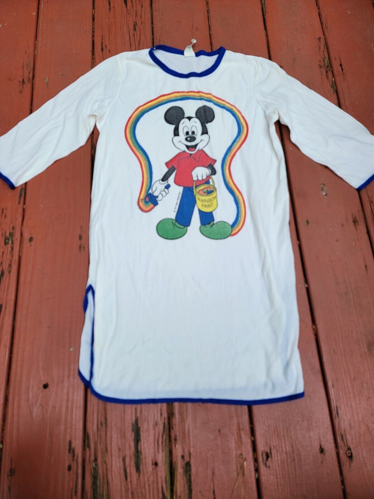 90s Vintage Mickey Mouse T Shirt Cover Up Night Gown Sleepwear Womens Medium 