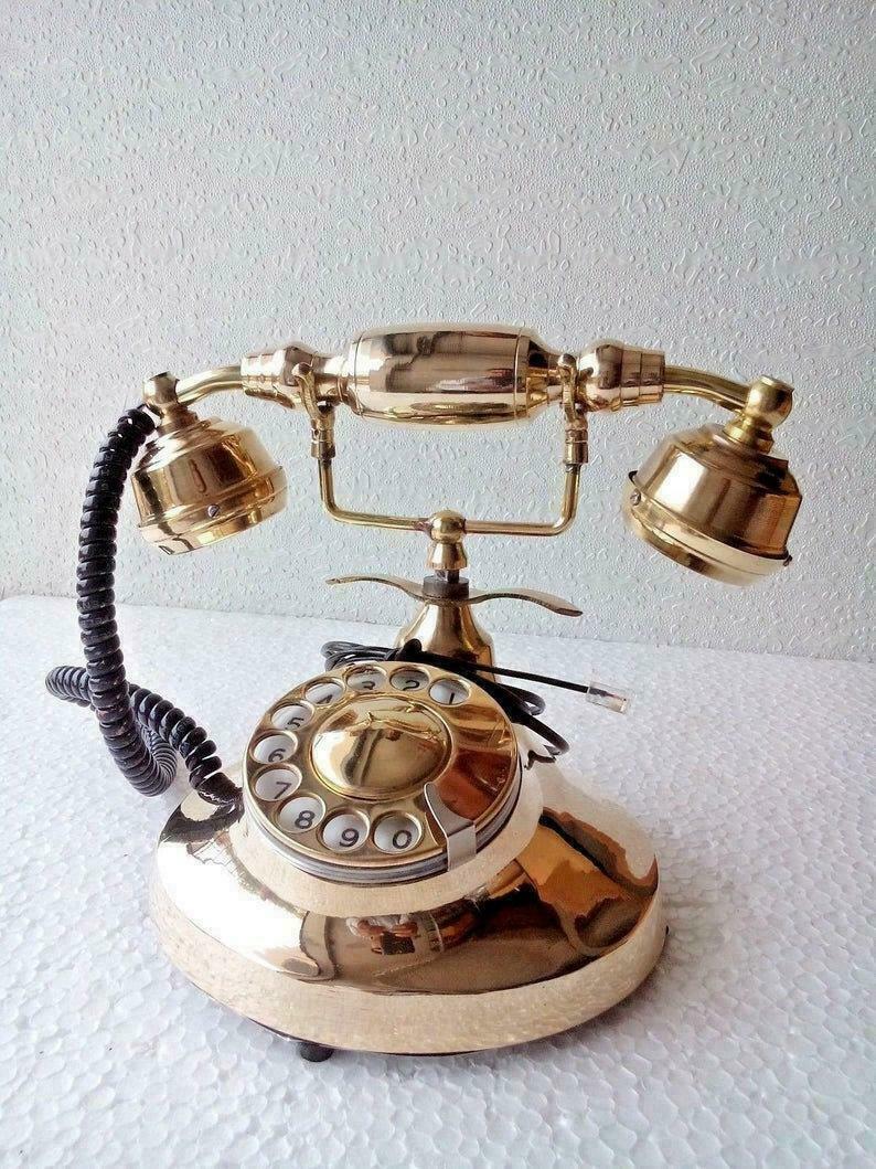Rotary Dial Vintage Telephone Western Retro Bell Antique Style Working brass