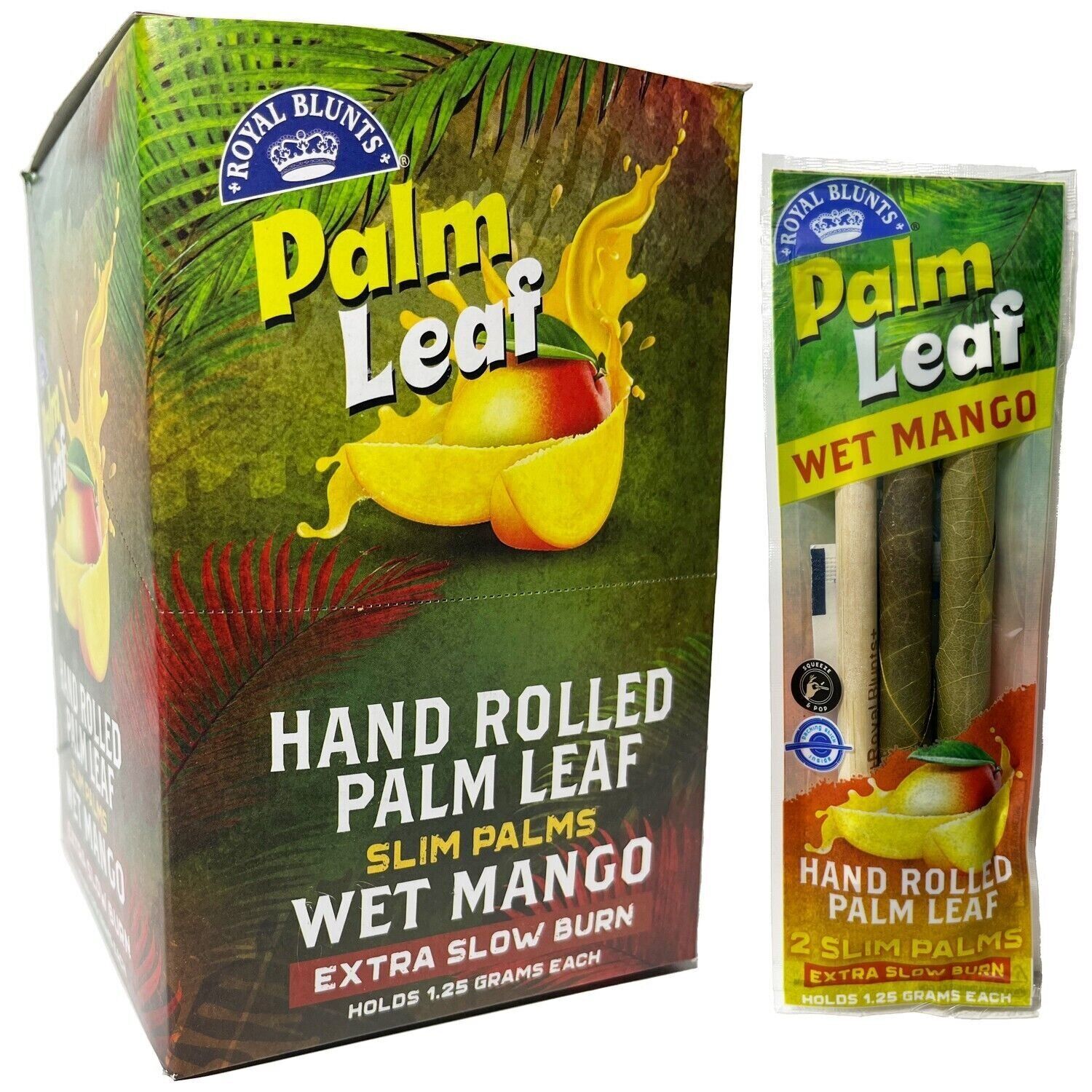 Royal B - Slim Palms -  Hand Rolled Palm Leafs - Wet Mango (Box of 24)