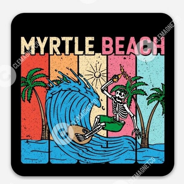 Myrtle Beach MAGNET - Skull North South Carolina Surfing MAGNET beach island