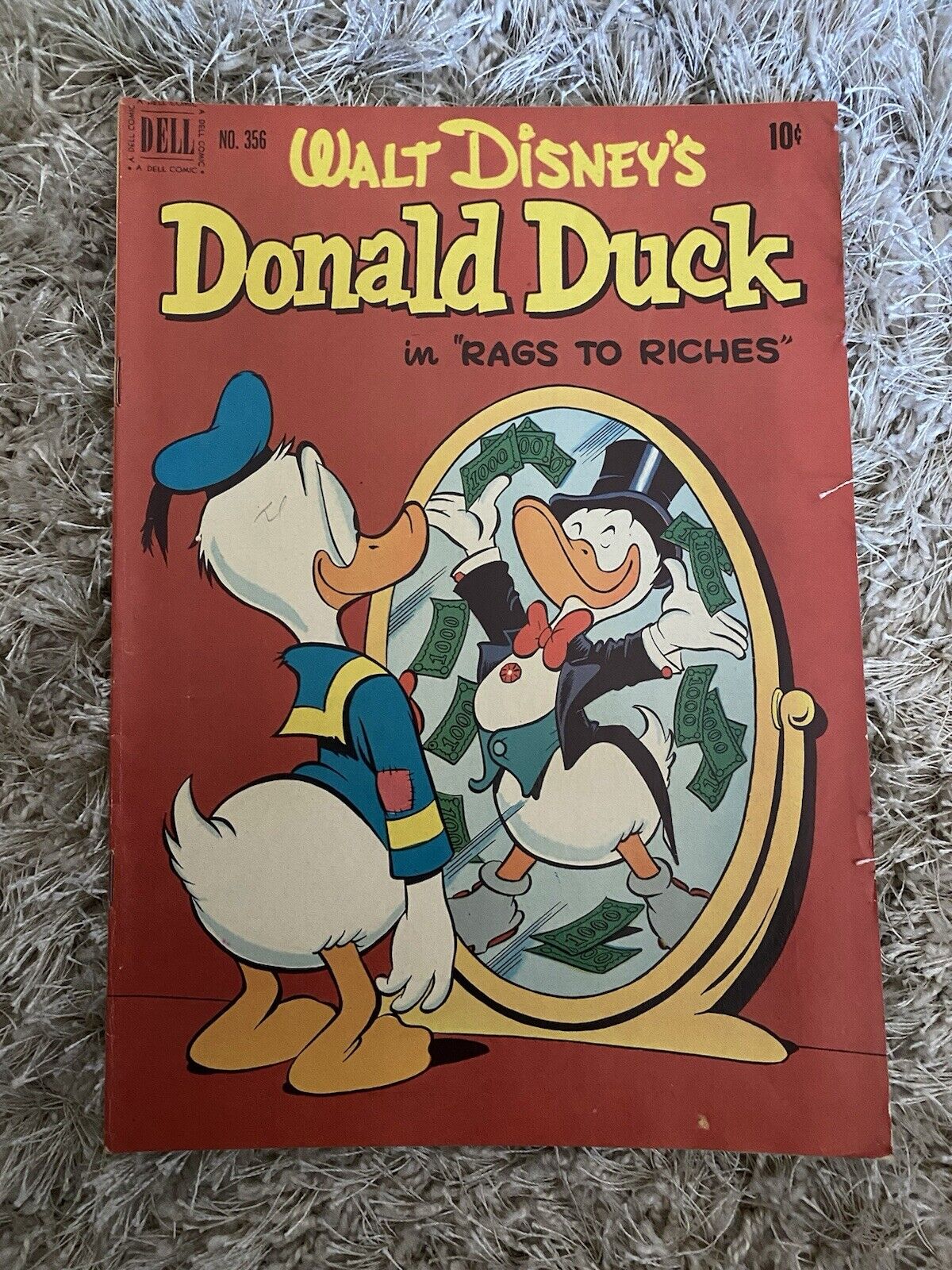 Four Color #356 Donald Duck in Rags to Riches Barks Cover Dell 1951