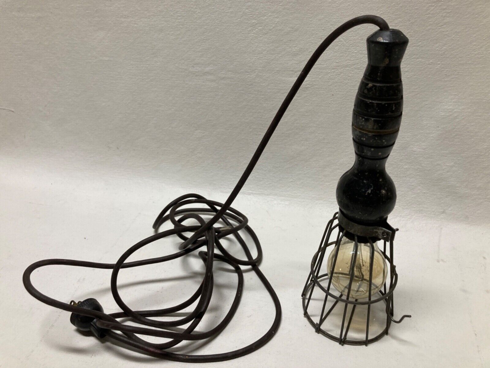 Antique 1920s Industrial Cage Hanging Light - Factory Style Lamp d