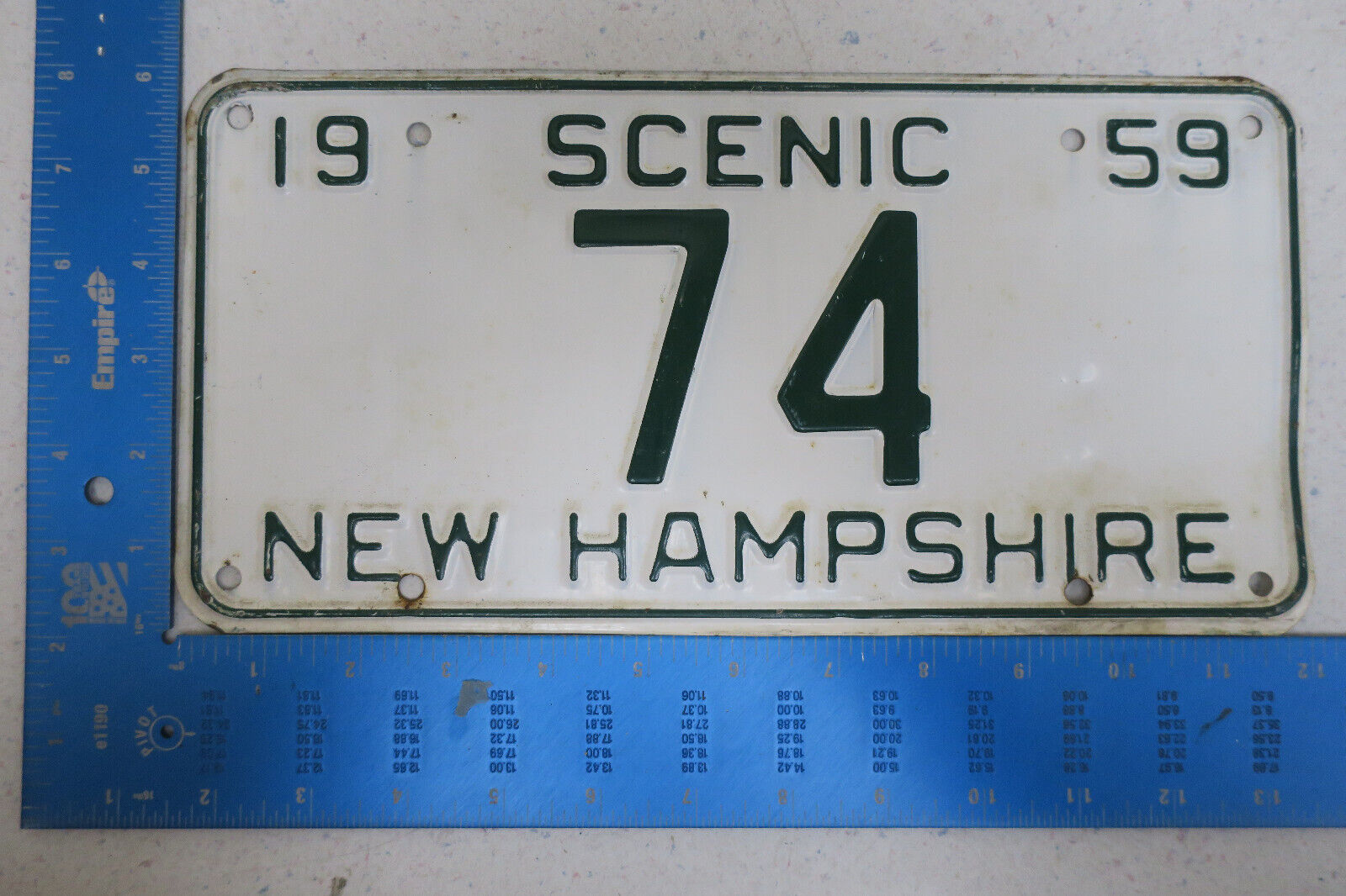 1959 59 NEW HAMPSHIRE NH LICENSE PLATE #74 LOW NUMBER TWO 2 DIGIT TAG
