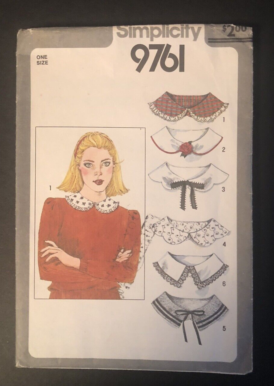 1980 Simplicity 9761 Pattern Womens Collars 6 Styles Vtg OOP One Size OS Uncut