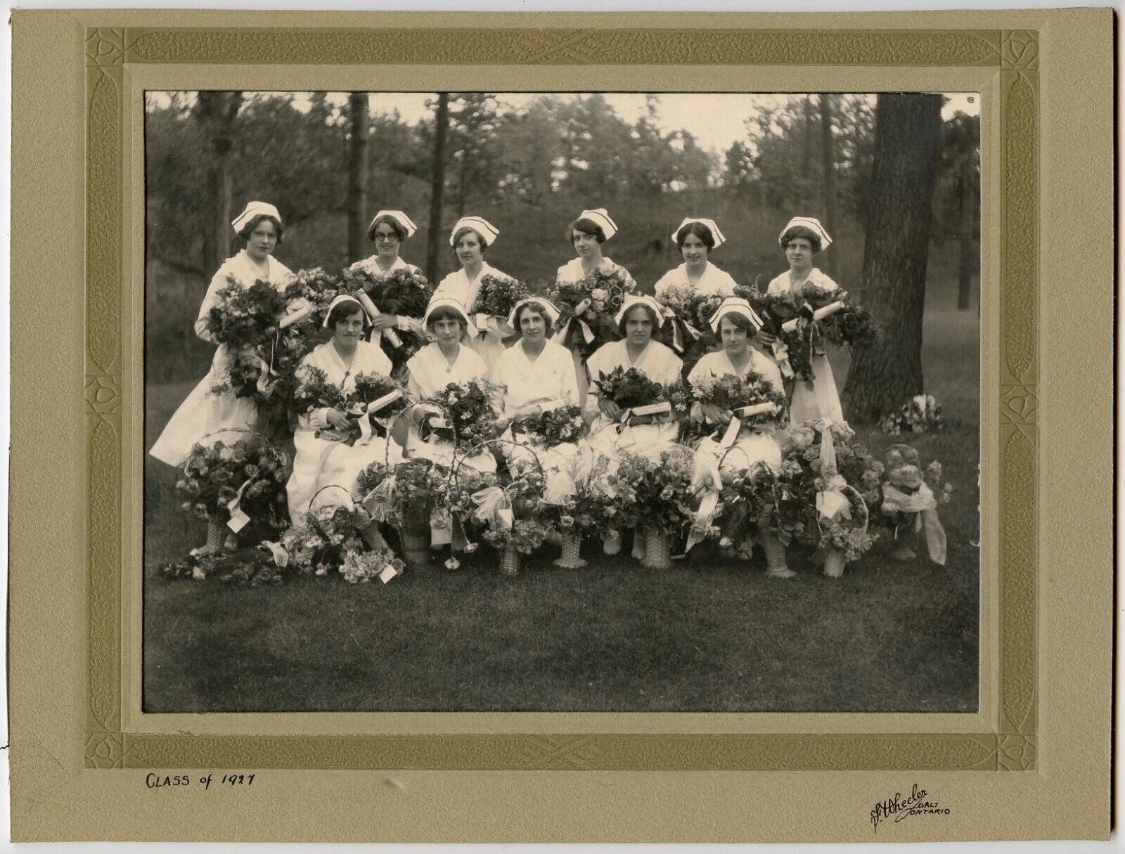 Young Women - Nurses , Class of 1927 , Medical Photo by Wheeler , Galt ON Canada