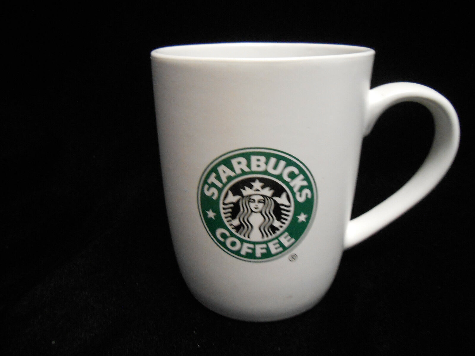STARBUCKS Coffee Mug Siren Mermaid Logo 2009 11 oz Green Black Logo White Cup
