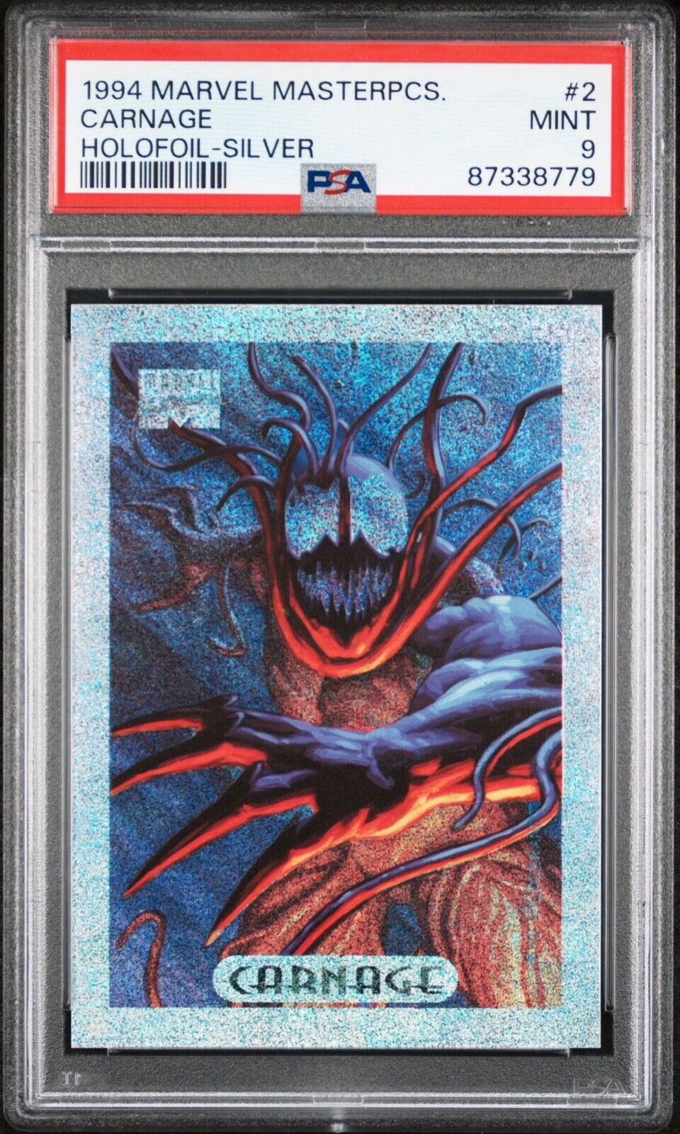 1994 Marvel Masterpieces Carnage Holofoil Silver #2 PSA 9 MINT