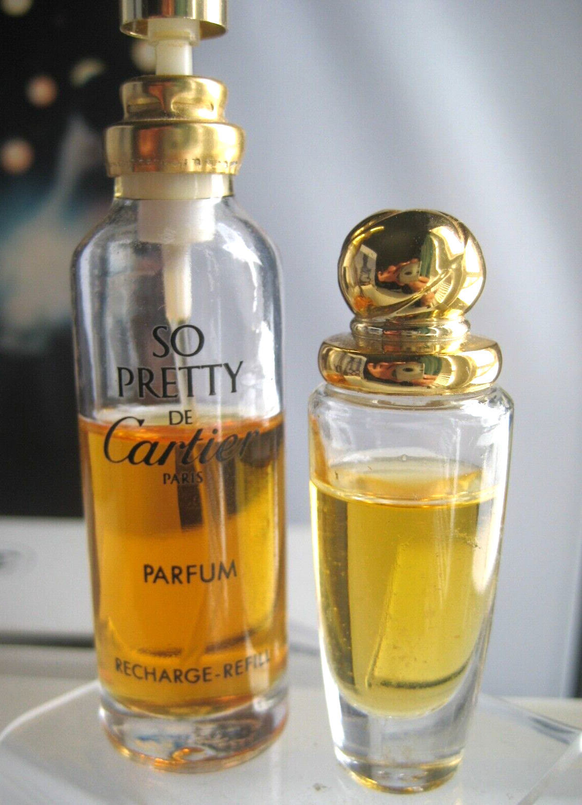 🎁2pc Vintage 0.33 oz **PARFUM mini EDP Cartier So pretty eau de parfum perfume