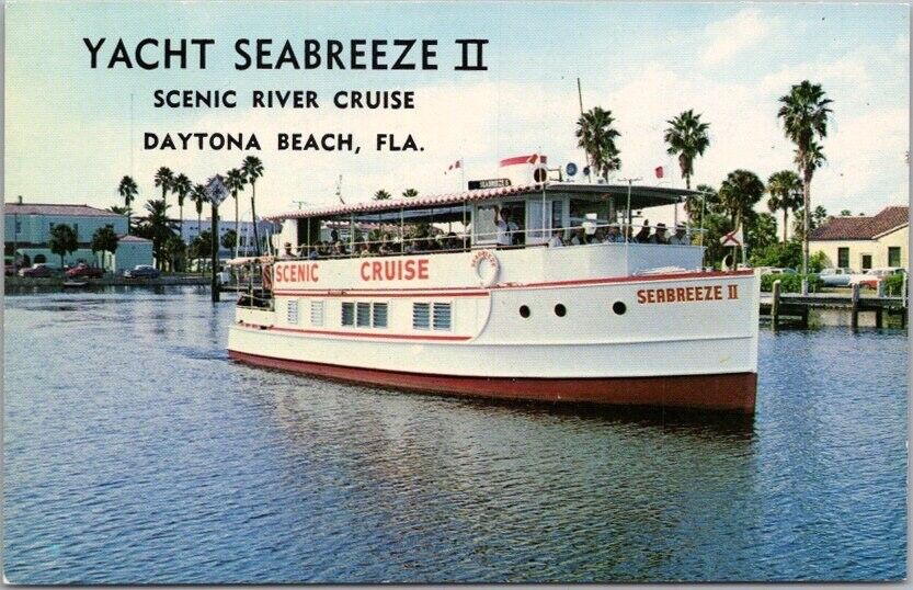 1960s DAYTONA BEACH Advertising Postcard YACHT SEABREEZE II Scenic River Cruise