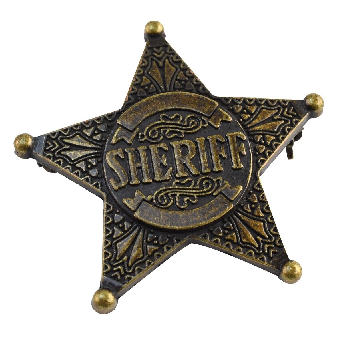 Old West Sheriff Star Badge Brass Lapel Pin Law Officer Police Costume Accessory