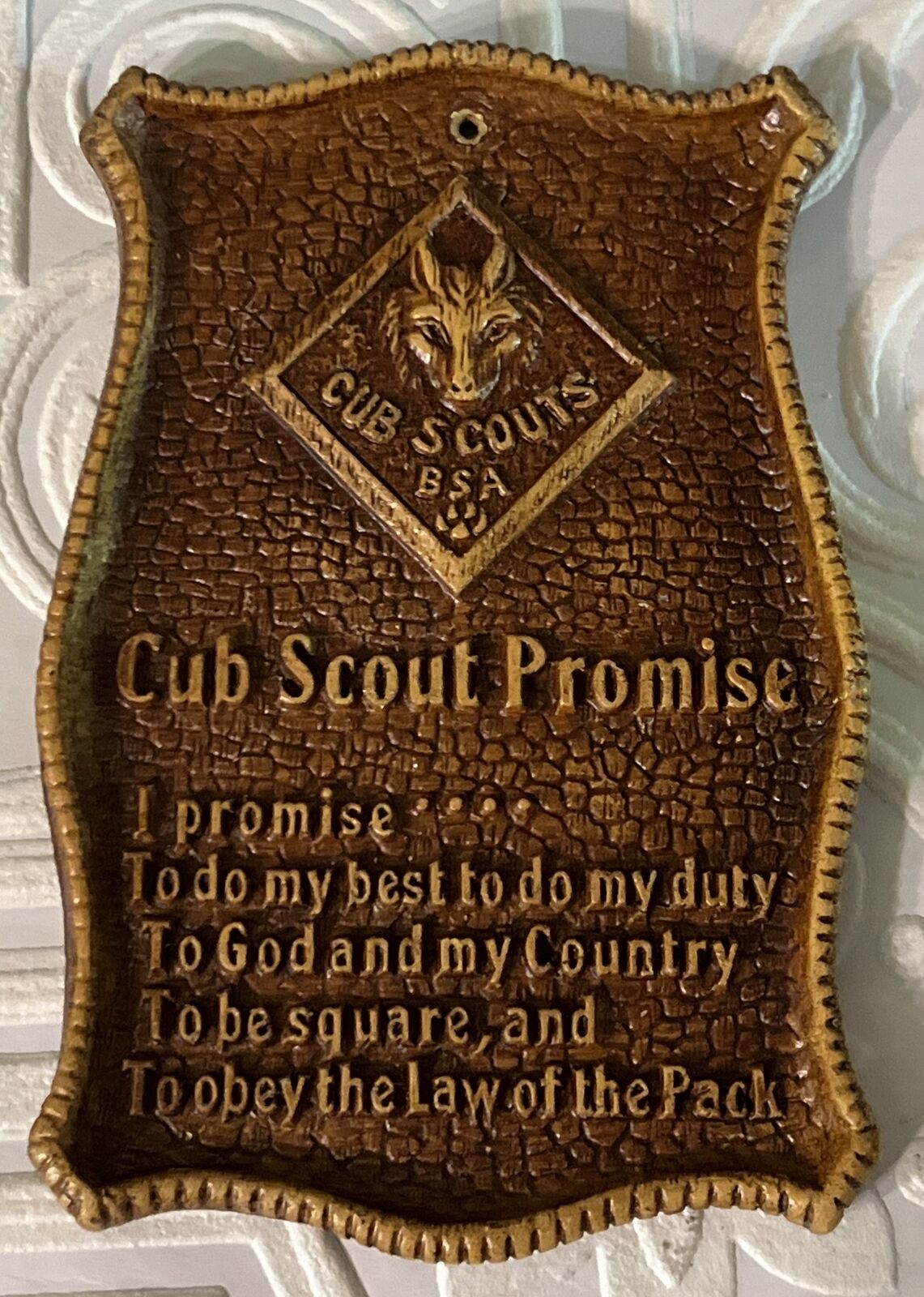 Vintage Cub Scout Pledge Promise Wall Hanging Plaque 5\