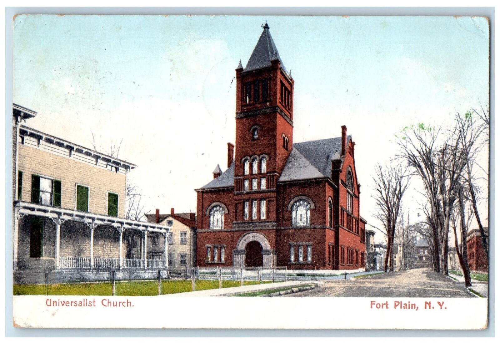 1908 Universalist Church Fort Plain New York NY Posted Antique Postcard
