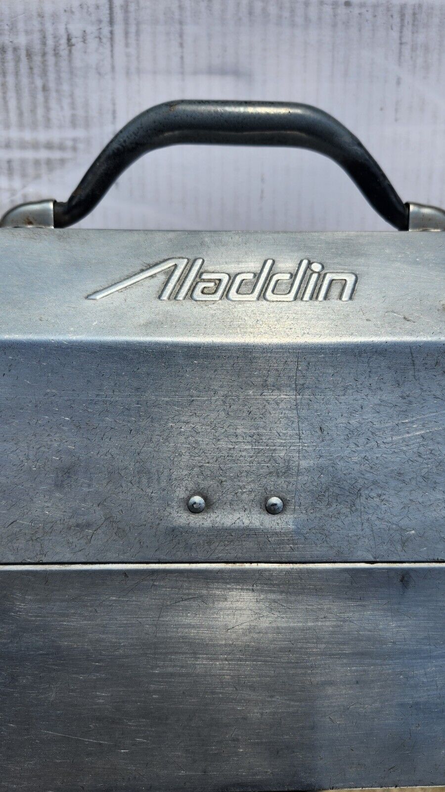Vintage 1950\'s Riveted Aluminum Aladdin Lunch Box -  Nice