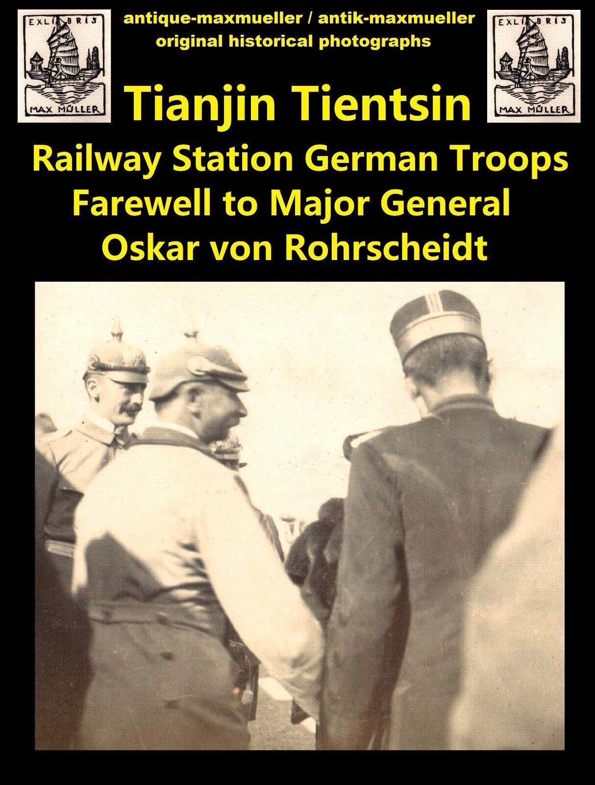 China Tianjin Railway Station Farewell German Major Rohrscheidt Oct 1903 5x orig
