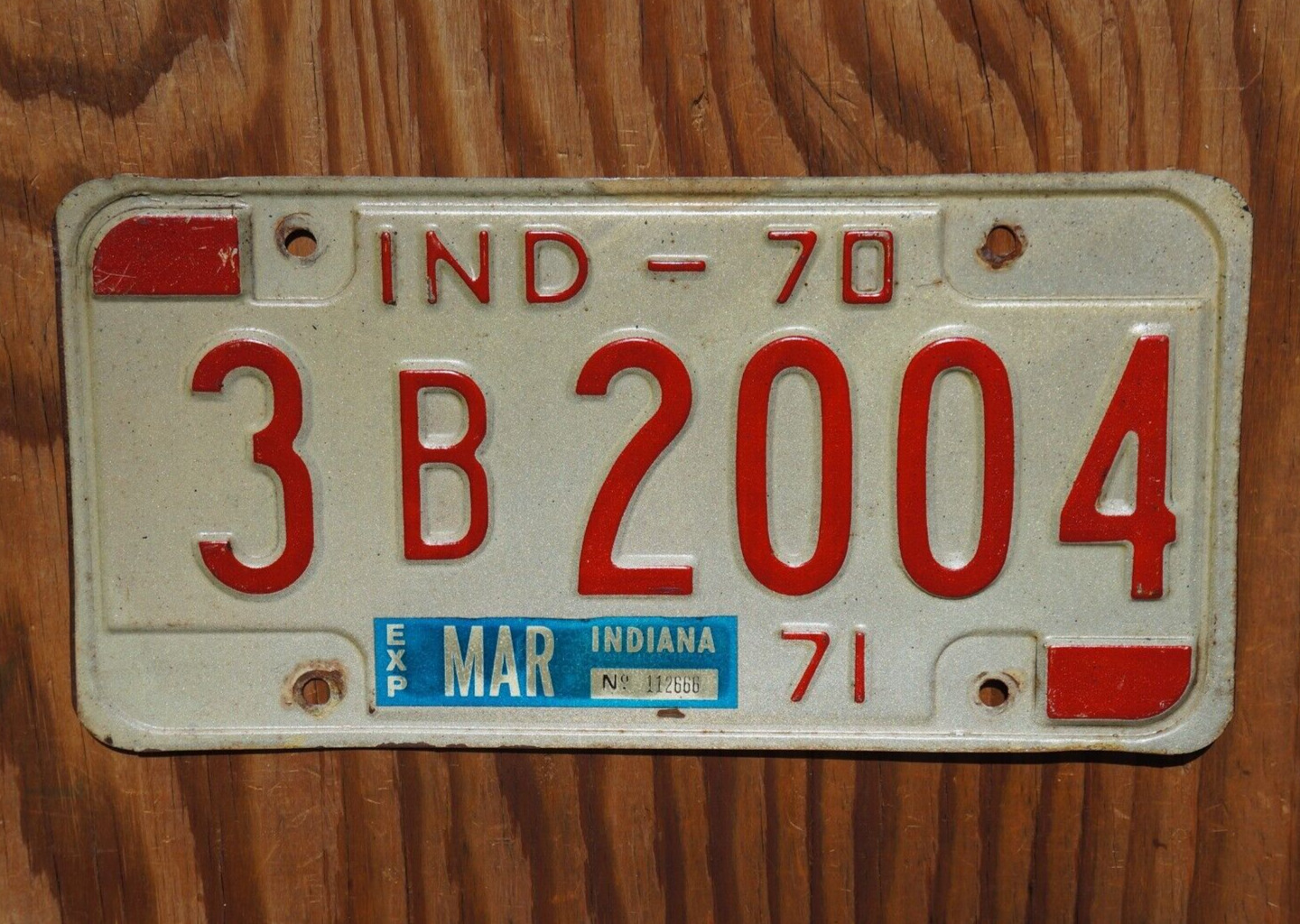 1970 1971 Indiana License Plate # 3 B 2004