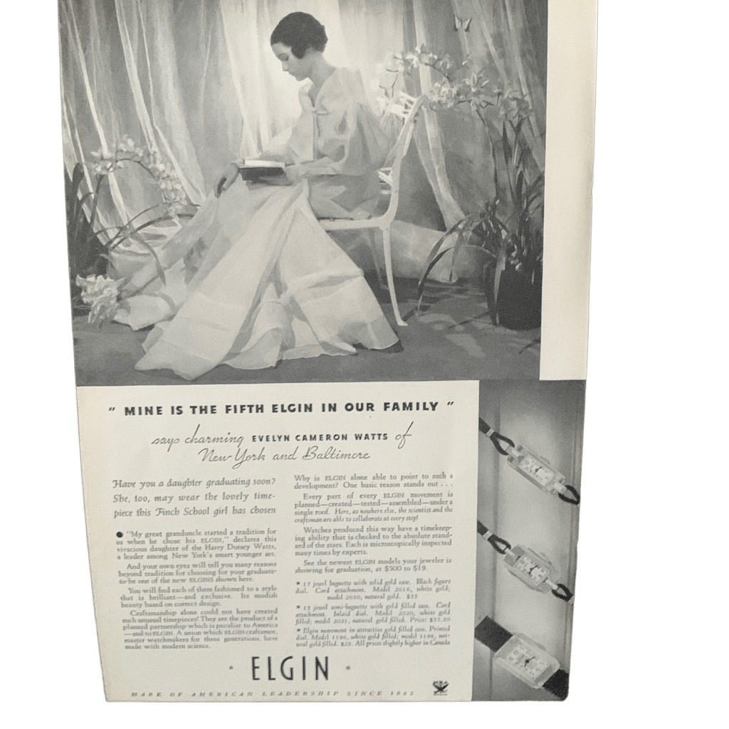 Vintage 1934 Elgin Watch Fifth in Our Family Ad Advertisement